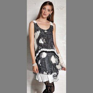 Elisa Cavaletti Dress, XL, Black, White and Gray, Made in Italy